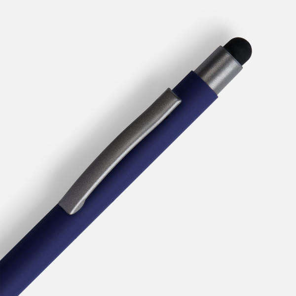 Ручка шариковая Atento Soft Touch со стилусом, темно-синяя, 14,2х1 см