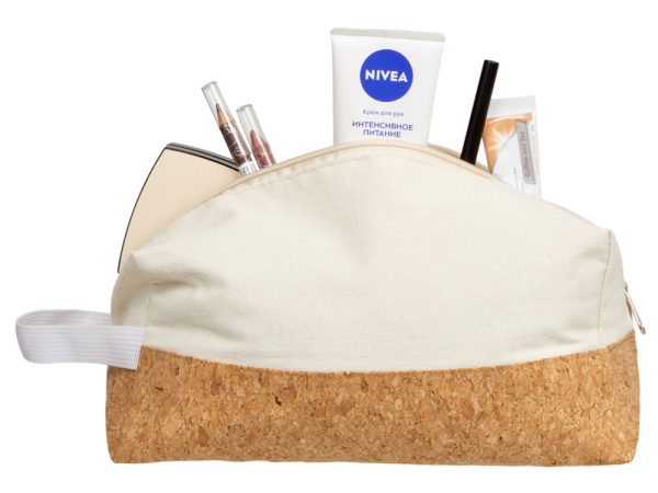 Подарочный набор с расческой, пилкой для ногтей, бальзамом для губ в косметичке, Цвет белый