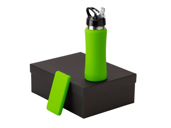 Подарочный набор «COLOR IT» с бутылкой для воды и повербанком , Размер 10000 mAh, Цвет зеленое яблоко