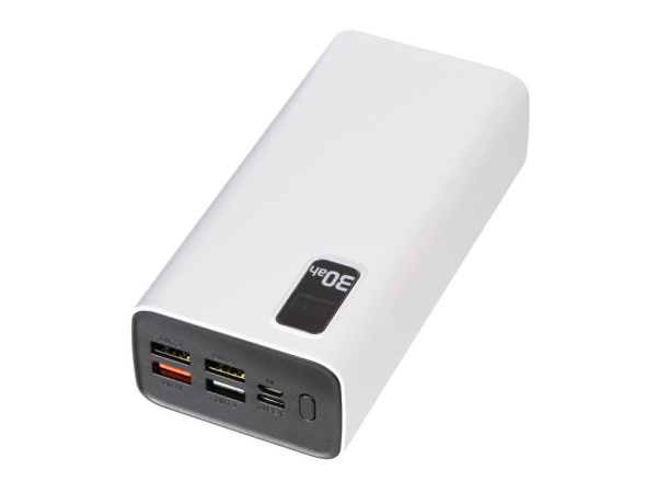 Портативный внешний аккумулятор «FAST», 30000 mAh, Цвет белый
