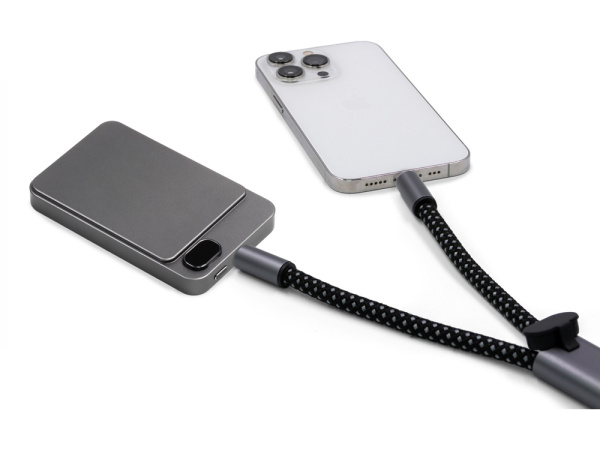 Ремешок-держатель для телефона с зарядным кабелем USB-C - USB-C «Lany Wristband Charge Eco», Цвет серый