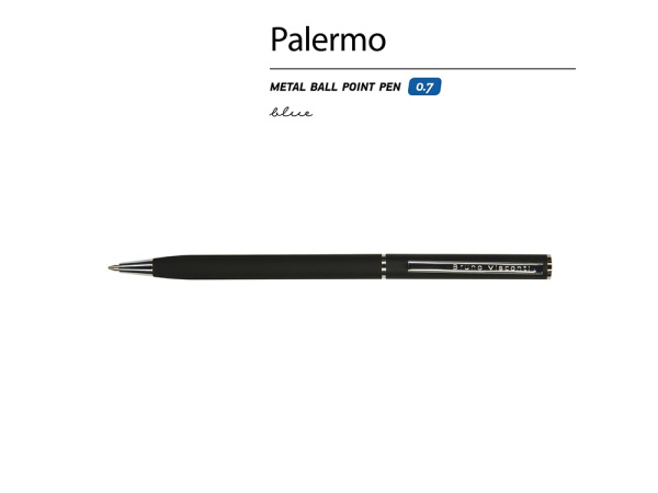 Ручка металлическая шариковая «Palermo», софт-тач, Цвет черный/серебристый