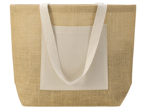 Сумка Jute джутовая с широким дном и карманом, Цвет натуральный