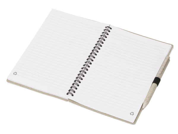 Блокнот А5 «Toledo M» с обложкой из пшеницы и пластика и шариковой ручкой, Размер A5, Цвет бежевый