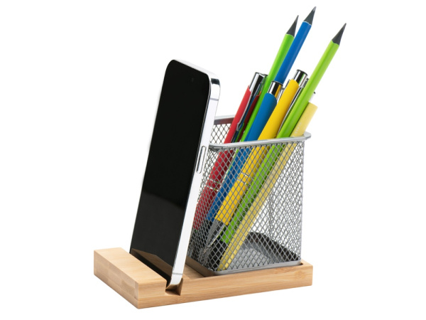 Подставка для ручек и телефона «Fika», Цвет серебристый, натуральный