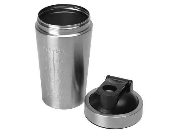 Спортивный шейкер из нержавеющей стали «Top Up», Цвет серебристый, черный