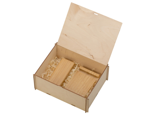 Подарочный набор с БЗУ и внешним аккумулятором «Bamboo Set», Цвет натуральный