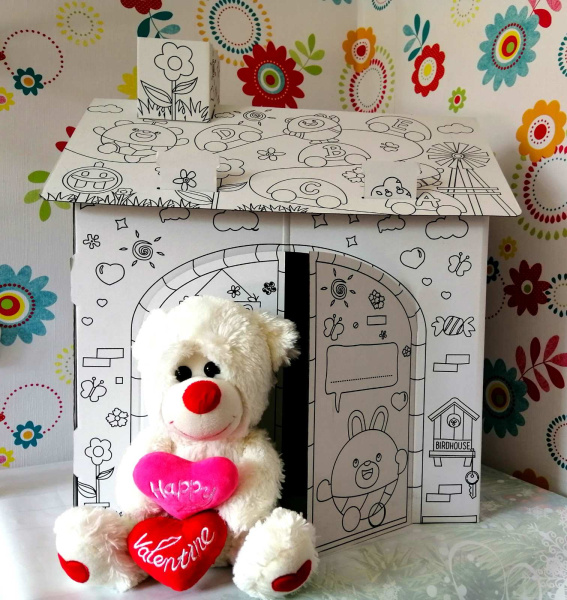 Детский Кукольный домик Раскраска DIY Doodle House 60х53х43 см (Сборка без клея)