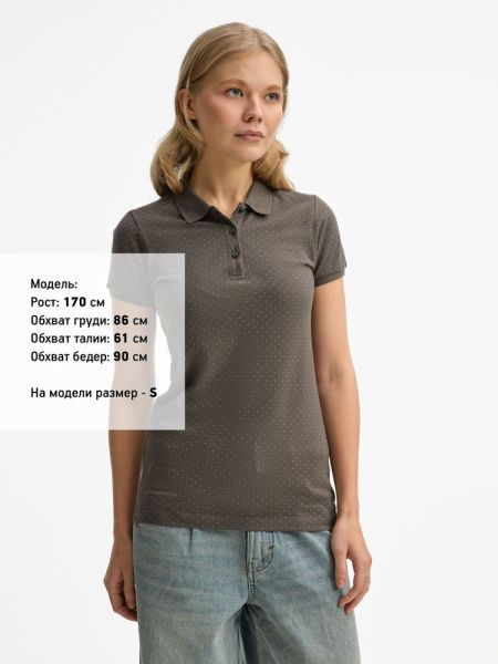 Рубашка поло женская Brandy Women, темно-серая с белым, XS–2XL