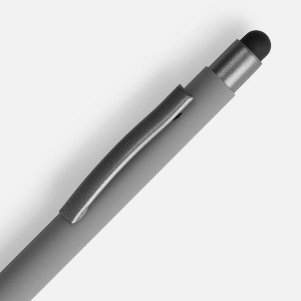 Ручка шариковая Atento Soft Touch со стилусом, серая, 14,2х1 см