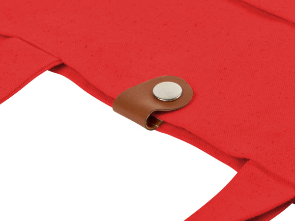 Cумка «Clip» из хлопка 340 г/м2 с застежкой из экокожи, Цвет красный