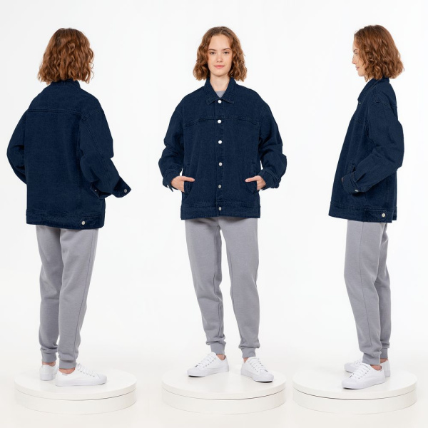 Куртка джинсовая O1, темно-синяя, XS–4XL
