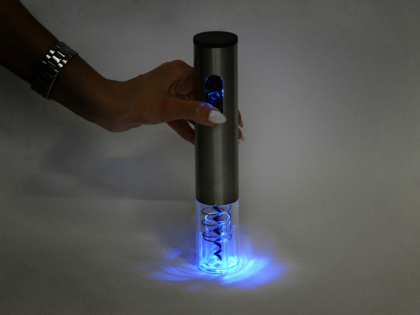 Набор аксессуаров для вина с электрическим штопором «Sicilia», Цвет черный, серебристый, прозрачный