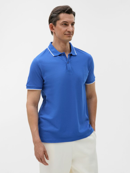 Рубашка поло унисекс Palermo, ярко-синяя с белым, XS–3XL