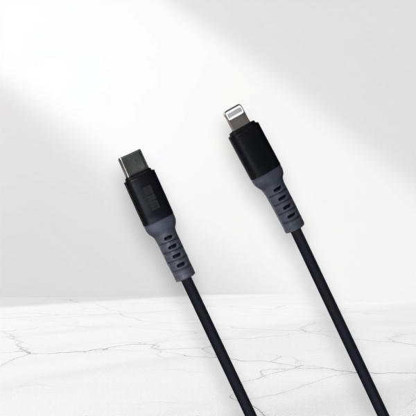 Кабель USB MRM PD89L USB Type-C-L, длина 1200мм, ток 3.1А, мощность 20Вт, черный / Прочный и гибкий дизайн для надежной зарядки