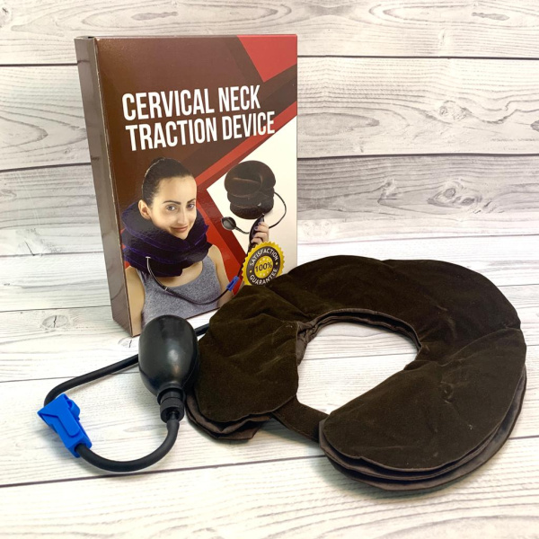 Ортопедический надувной воротник (подушка - массажер для шеи) с грушей ROKETA Cervical trаction appa