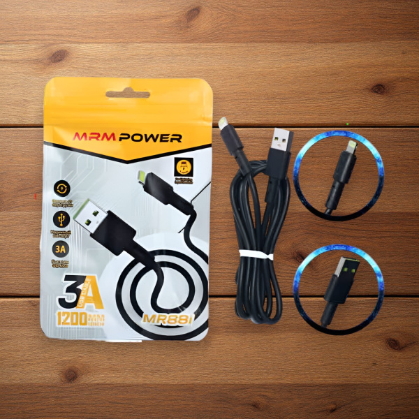 Кабель USB MRM MR88i силиконовый USB-Lightning, длина 1200мм, ток 3А, черный / Идеальное решение для быстрой и надежной зарядки
