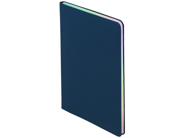 Блокнот А5 в гибкой обложке «Fellini» с голографическим срезом, Цвет темно-синий