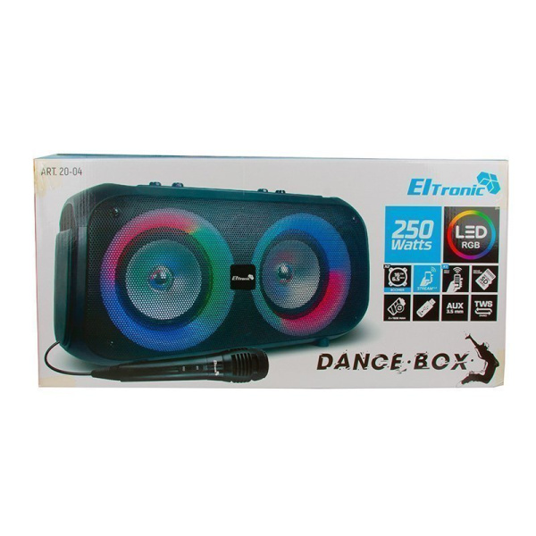 Беспроводная портативная bluetooth колонка Eltronic DANCE BOX 200 арт. 20-04 с проводным микрофоном,
