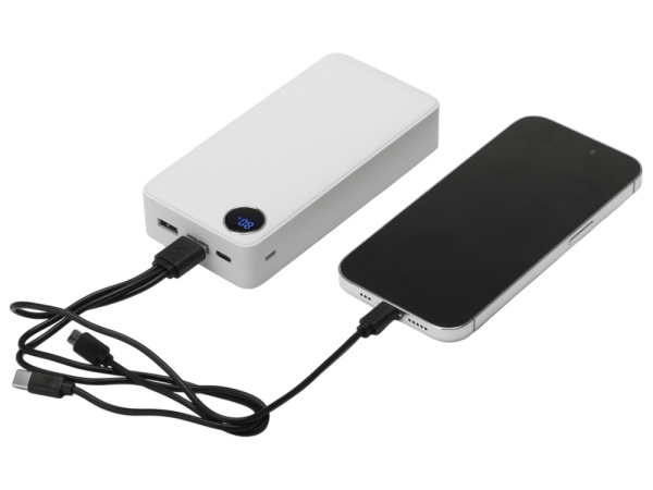 Внешний аккумулятор «Mild Pro» c быстрой зарядкой QC/PD, soft-touch, 20 000 mAh, Цвет белый