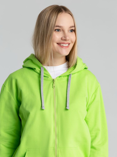 Толстовка на молнии с капюшоном Unit Siverga, зеленое яблоко, XS–4XL