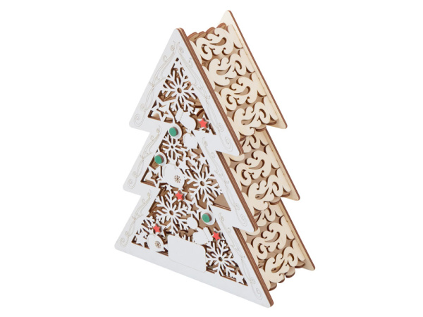 Шкатулка из фанеры в виде елки «Firytale», Цвет натуральный/серебристый