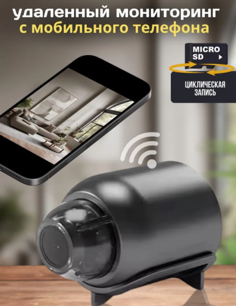 Мини-камера HD 1080P Беспроводная с поддержкой Wi-Fi и функцией видеоняни