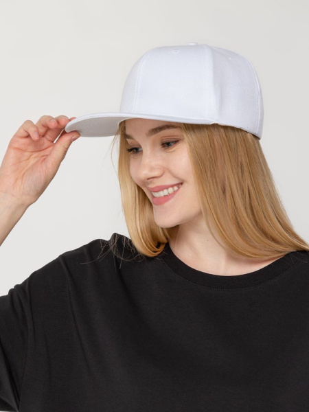 Бейсболка Snapback с прямым козырьком, белая, 56-58