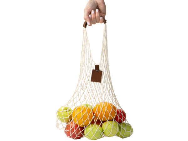 Авоська «Dream» из натурального хлопка с кожаными ручками, 15 л, Размер 15л, Цвет натуральный