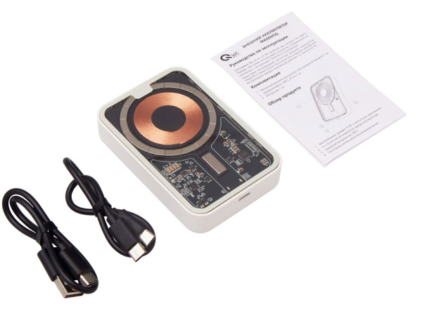 Беспроводной магнитный внешний аккумулятор с QC\PD «MagnifIQ», 10000 мАч, 15 Вт, Цвет белый