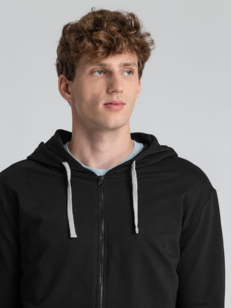 Толстовка на молнии с капюшоном Unit Siverga, черная, XS–5XL