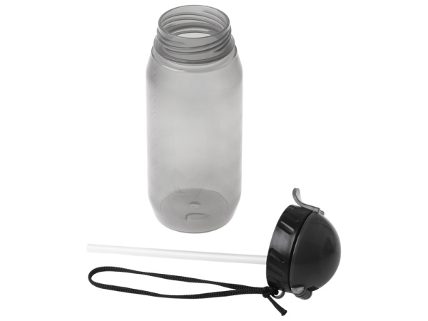 Бутылка для воды с трубочкой «Little», 400 мл, Цвет серый