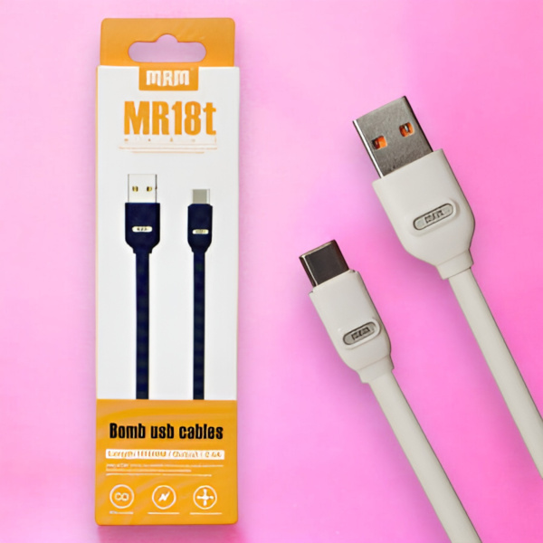 Кабель MRM MR18t USB Type-C, 1м, черный и белый цвета / Для зарядки и передачи данных между устройствами, оснащенными разъемом USB Type-C