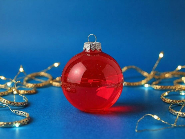 Стеклянный елочный шар «Frozi», Цвет красный прозрачный