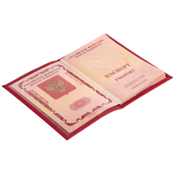 Обложка для паспорта Shall, красная, 10х14 см