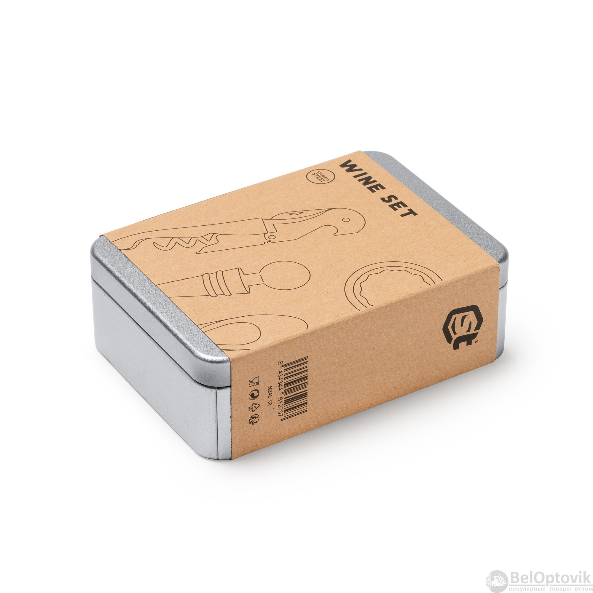 Винный набор MALBEC 4 в 1 в кейсе из нержавеющей стали / Винный набор - подарок