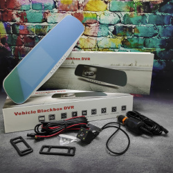 Видеорегистратор - зеркало заднего вида Vehicle Blackbox DVR в стальном корпусе (с датчиком движения