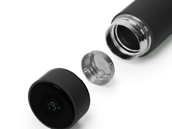 Термос FAMILY MARK LED, индикатор, soft touch, Цвет серый