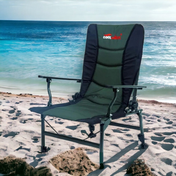 Кресло карповое складное, зеленый / Регулируемый наклон спинки