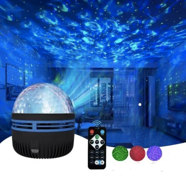 Проектор – ночник «Волна» Q6 LED Starry projection light с пультом ДУ (режимы подсветки, датчик звука)