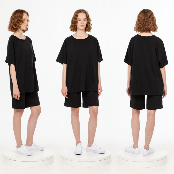 Футболка унисекс оверсайз T2, черная, XS–XXL