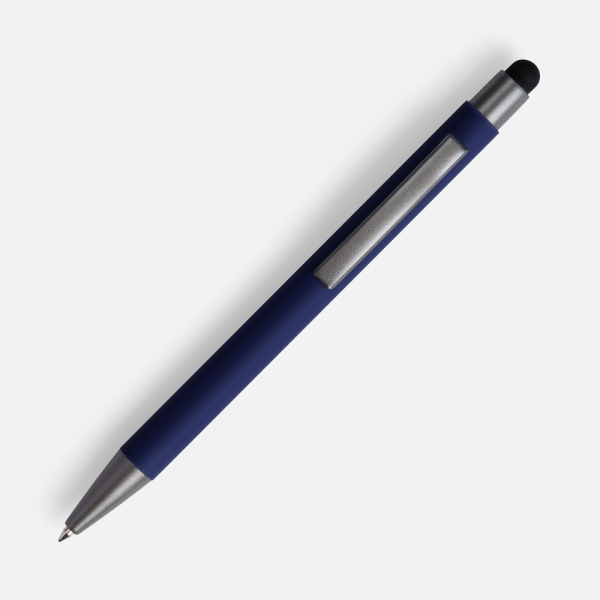 Ручка шариковая Atento Soft Touch со стилусом, темно-синяя, 14,2х1 см