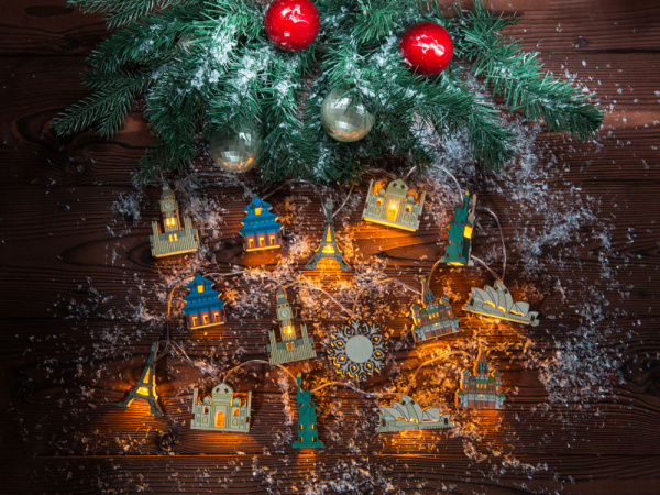 Ёлочная гирлянда «Достопримечательности мира», Цвет разноцветный