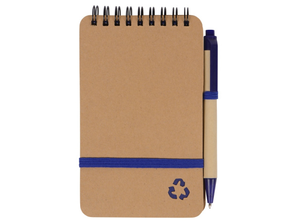 Блокнот «Masai» с шариковой ручкой, Цвет бежевый, синий