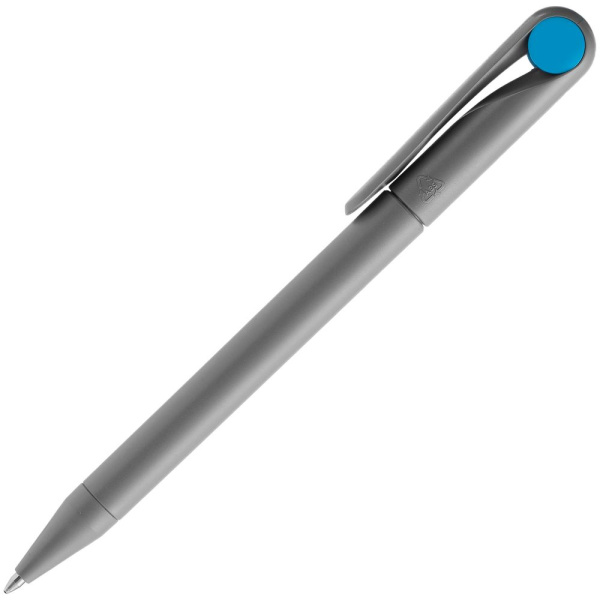 Ручка шариковая Prodir DS1 TMM Dot, серая с голубым, 14х1,1 см