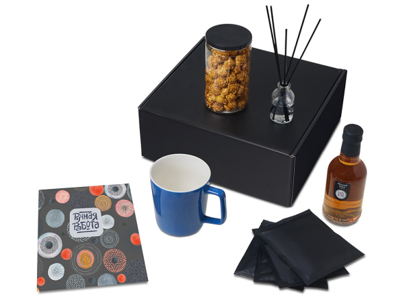 Подарочный набор «Re:y. Treat» с кружкой, сиропом и попкорном, Цвет синий