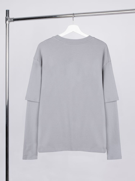 Футболка оверсайз с двойным рукавом Kosmos, светло-серая, XS–XXL