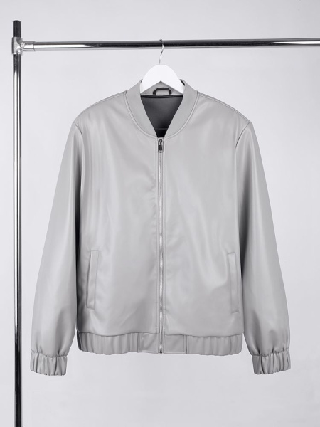 Бомбер из искусственной кожи Univer, серый, XS–XXL