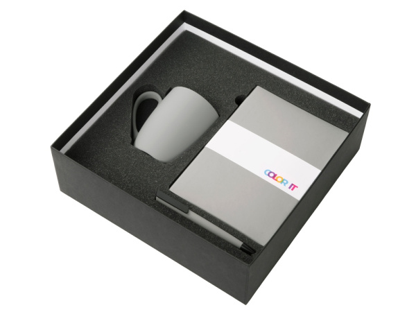 Подарочный набор «COLOR IT» c блокнотом, ручкой и кружкой, Размер гибкая обложка, Цвет серый