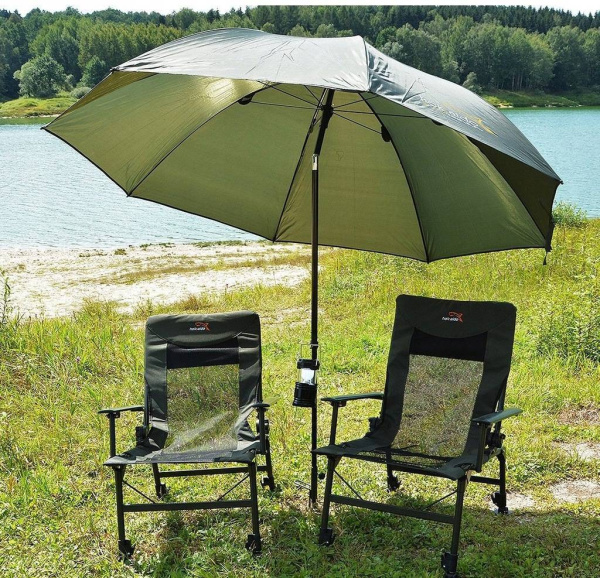 Рыболовный карповый зонт с тентом , зеленый / Зонт пляжный с механизмом наклона